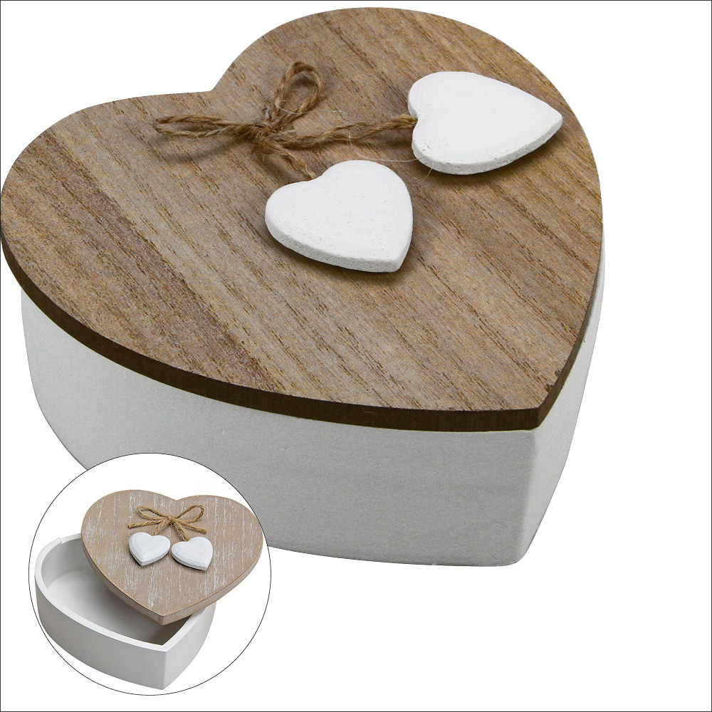 Herzholzdose weiß mit Naturholzdeckel main product photo