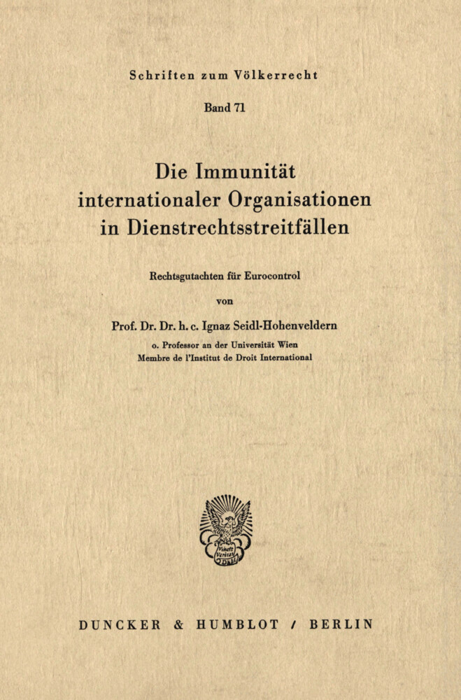 Die Immunität internationaler Organisationen in Dienstrechtsstreitfällen. main product photo