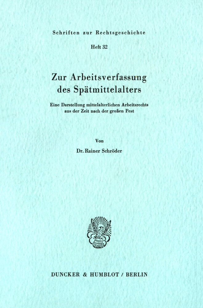 Zur Arbeitsverfassung des Spätmittelalters. main product photo