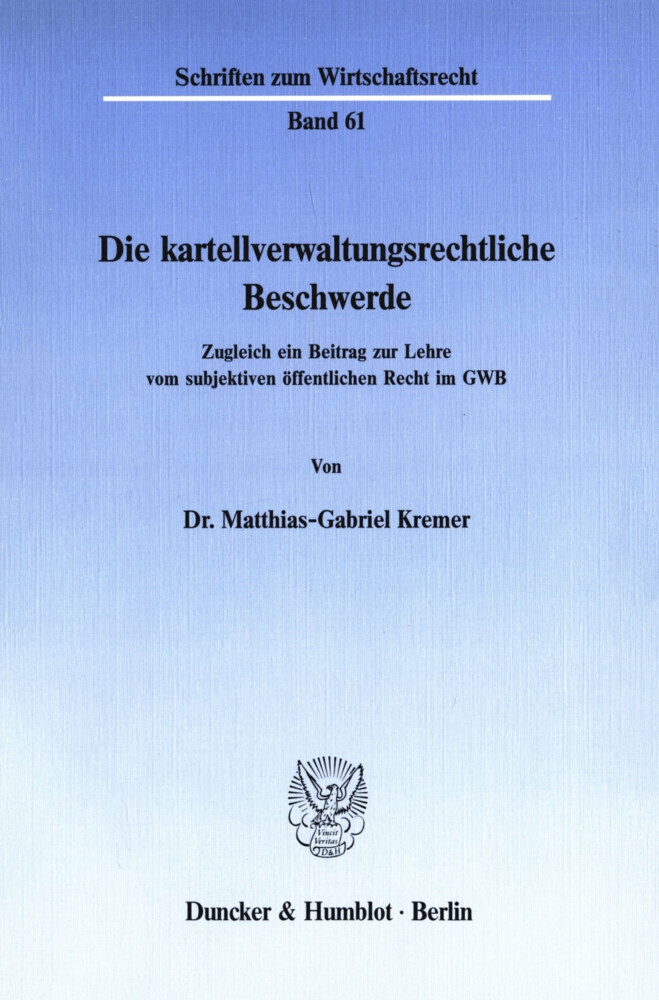 Die kartellverwaltungsrechtliche Beschwerde. main product photo