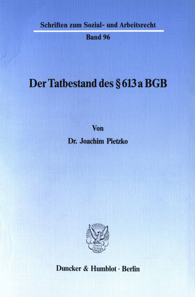 Der Tatbestand des 613 a BGB. main product photo