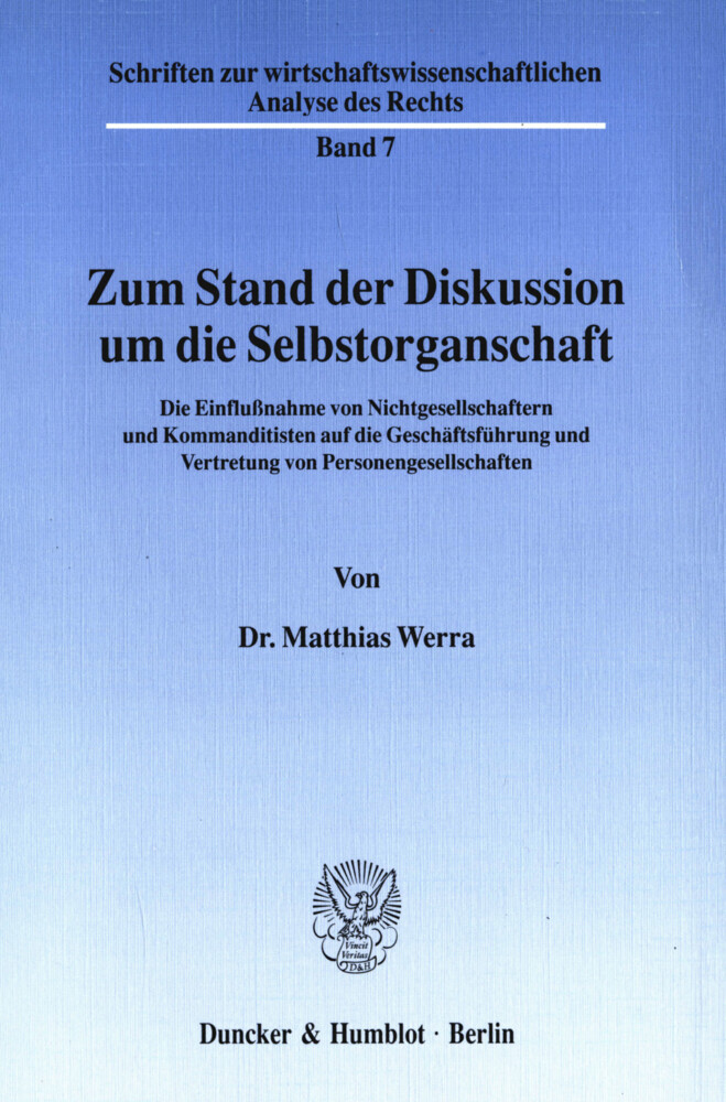 Zum Stand der Diskussion um die Selbstorganschaft. main product photo