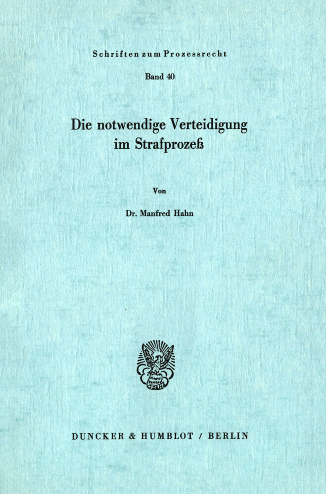 Die notwendige Verteidigung im Strafprozeß. main product photo