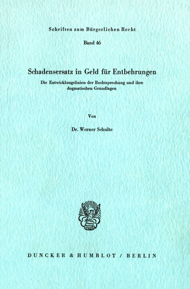 Schadensersatz in Geld für Entbehrungen. main product photo