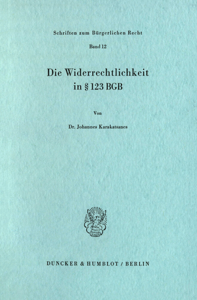 Die Widerrechtlichkeit in 123 BGB. main product photo