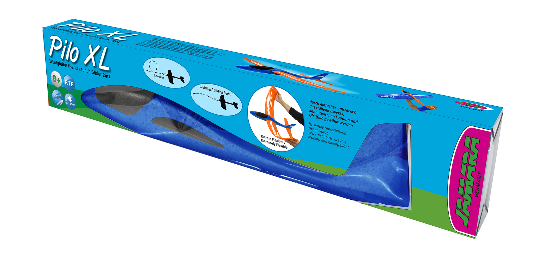 Jamara Pilo XL Schaumwurfgleiter EPP Tragfläche orange Rumpf blau main product photo
