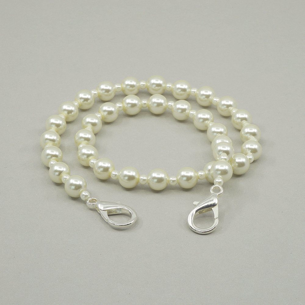 Maskenhalter Kunstperlen Perlmutt/Silber main product photo