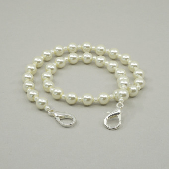Maskenhalter Kunstperlen Perlmutt/Silber