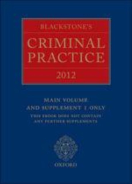 Blackstone`s Criminal Practice 2012 (book only) main product photo