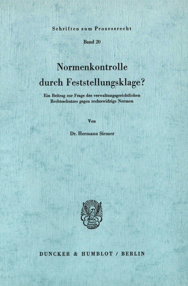 Normenkontrolle durch Feststellungsklage? main product photo