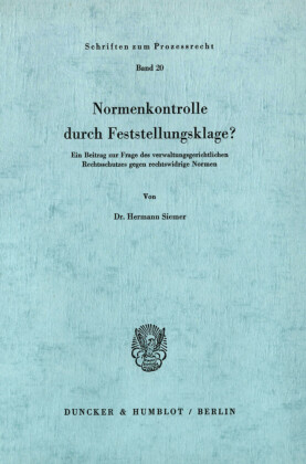 Normenkontrolle durch Feststellungsklage?