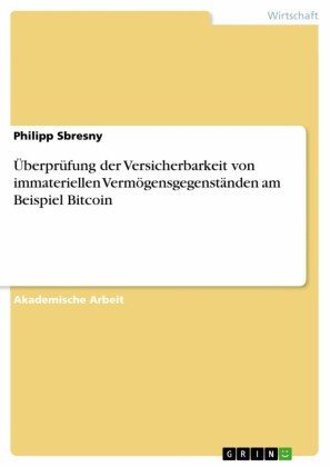 Überprüfung der Versicherbarkeit von immateriellen Vermögensgegenständen am Beispiel Bitcoin