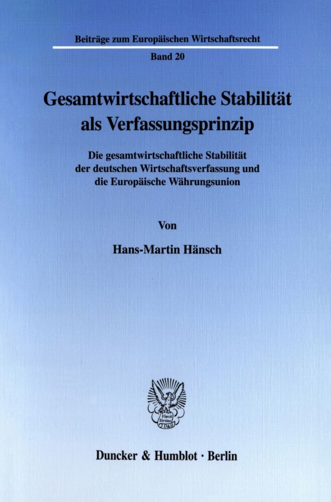 Gesamtwirtschaftliche Stabilität als Verfassungsprinzip. main product photo