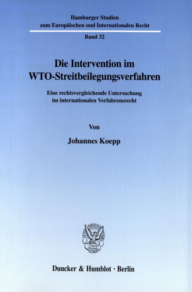 Die Intervention im WTO-Streitbeilegungsverfahren. main product photo