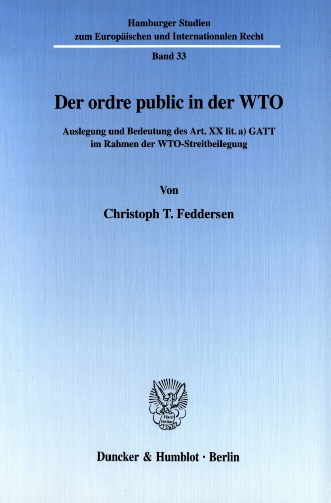 Der ordre public in der WTO. main product photo