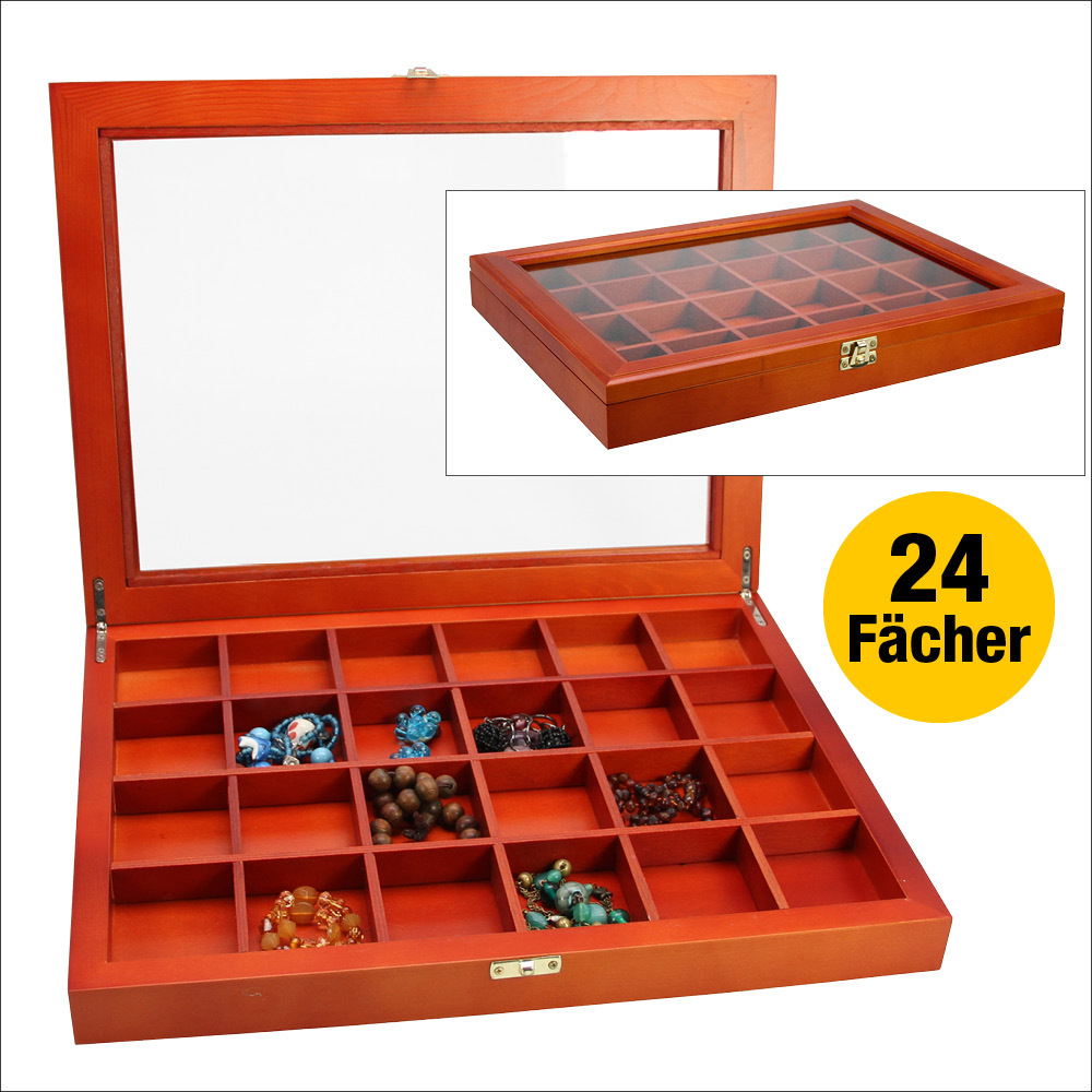 Vitrine aus Holz mit 24 Fächern main product photo