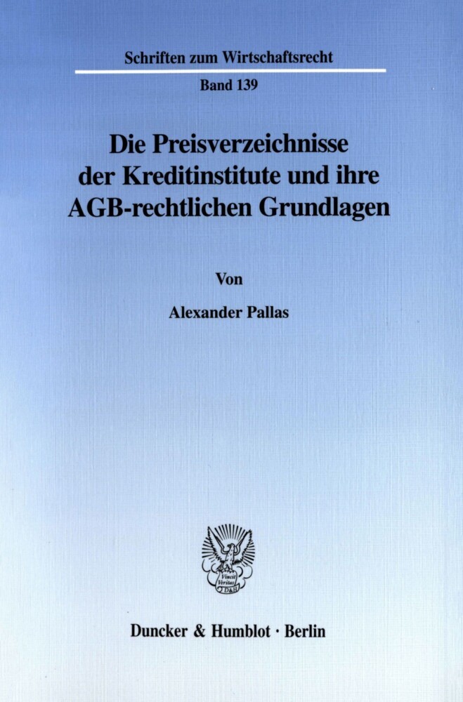 Die Preisverzeichnisse der Kreditinstitute und ihre AGB-rechtlichen Grundlagen. main product photo