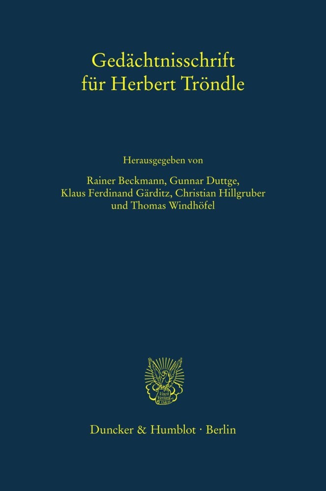 Gedächtnisschrift für Herbert Tröndle. main product photo