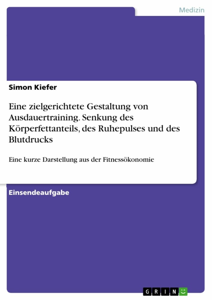 Eine zielgerichtete Gestaltung von Ausdauertraining. Senkung des Körperfettanteils, des Ruhepulses und des Blutdrucks main product photo