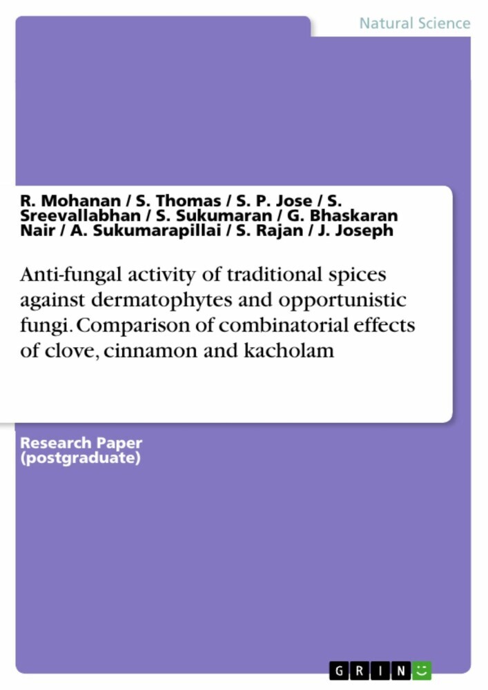 Anti-fungal activity of traditional spices against dermatophytes and opportunistic fungi. Comparison of combinatorial effects of clove, cinnamon and kacholam main product photo