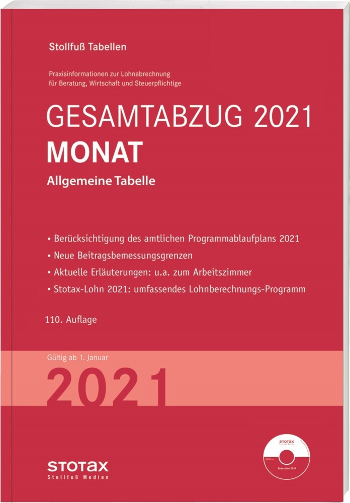 Tabelle, Gesamtabzug 2021 Monat main product photo