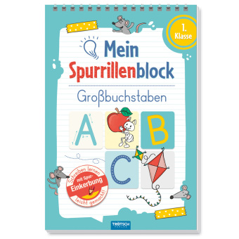 TRÖTSCH - Spurrillenblock "Großbuchstaben" | Übungsbuch mit vorgeprägten Linien zum Erlernen der Großbuchstaben. Übungsheft zum Buchstaben lernen, ideal für die Einschulung | 1. Klasse "