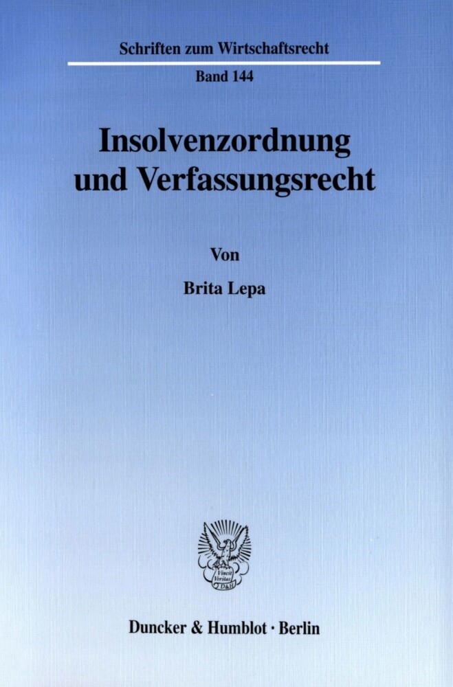 Insolvenzordnung und Verfassungsrecht. main product photo
