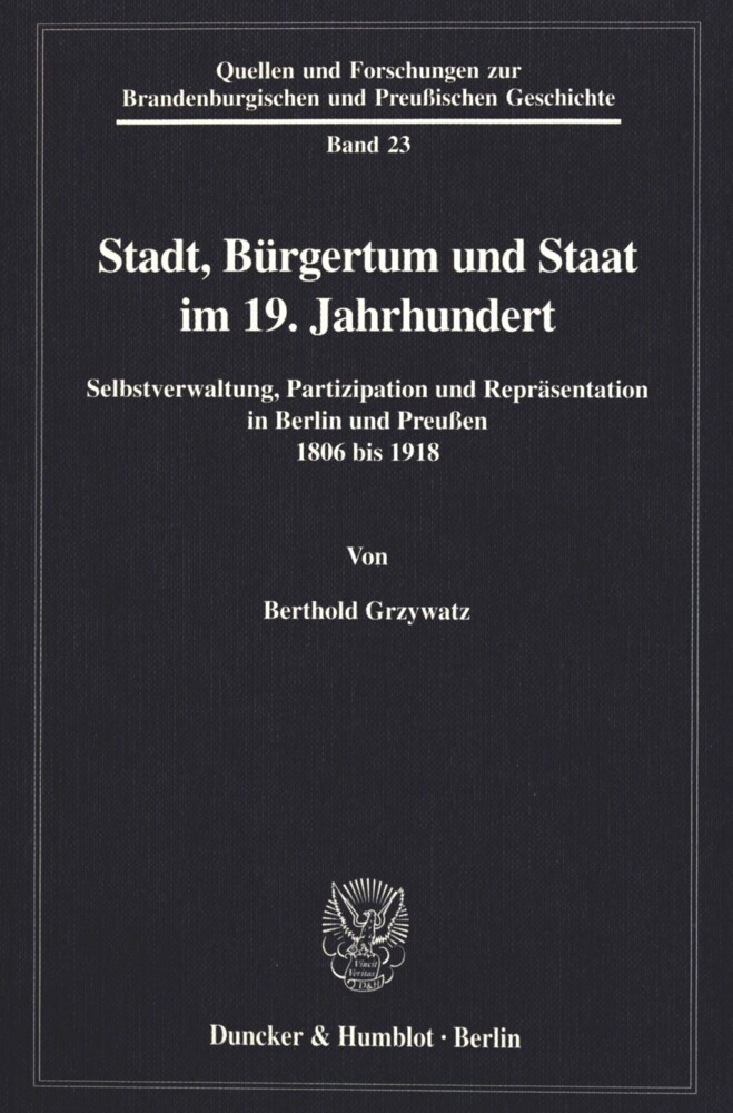 Stadt, Bürgertum und Staat im 19. Jahrhundert. main product photo
