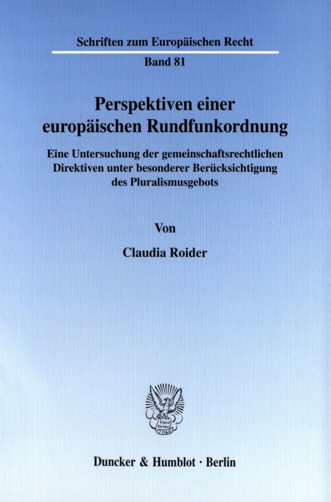 Perspektiven einer europäischen Rundfunkordnung. main product photo