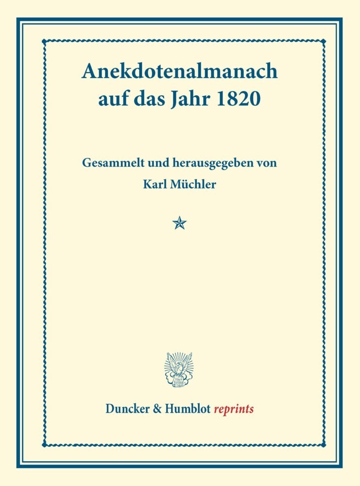 Anekdotenalmanach auf das Jahr 1820. main product photo