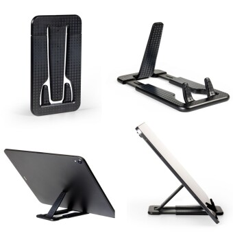 Flexistand Pro (Black Dots) - flexibler Tablethalter - für alle Handys und Tablets - superflach - stufenlos verstellbar - hochkant und quer - passt in jede Tasche - ideal für unterwegs