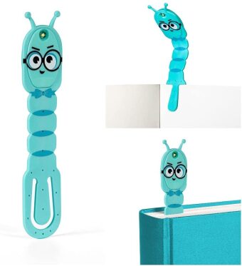 Flexilight Pals Leselicht (Bookworm) - blau - 2 in 1 Leselampe & Lesezeichen - LED Leselicht - Geschenk für Leser, Buchliebhaber - Deutsche Ausgabe