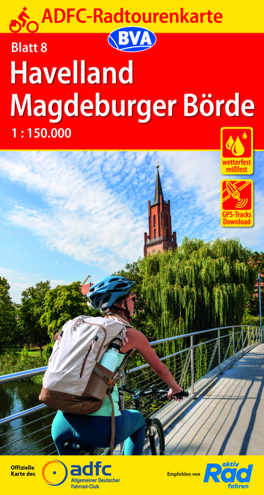ADFC-Radtourenkarte 8 Havelland Magdeburger Börde 1:150.000, reiß- und wetterfest, GPS-Tracks Download main product photo