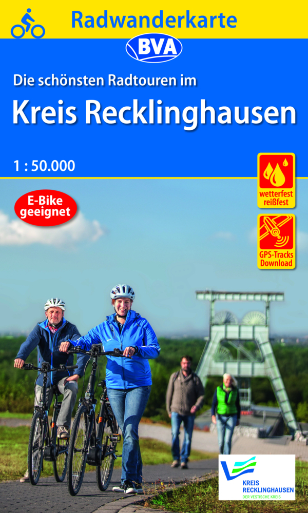 Radwanderkarte BVA Die schönsten Radtouren im Kreis Recklinghausen, 1:50.000, reiß- und wetterfest, GPS-Tracks Download main product photo
