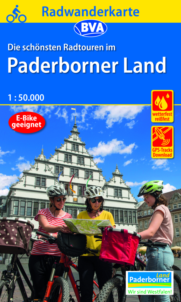 Radwanderkarte BVA Die schönsten Radtouren im Paderborner Land 1:50.000, reiß- und wetterfest, GPS-Tracks Download main product photo