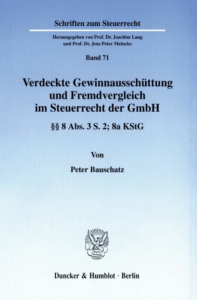 Verdeckte Gewinnausschüttung und Fremdvergleich im Steuerrecht der GmbH. main product photo