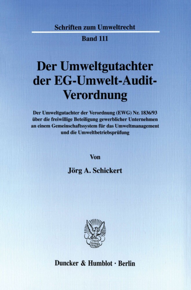 Der Umweltgutachter der EG-Umwelt-Audit-Verordnung. main product photo