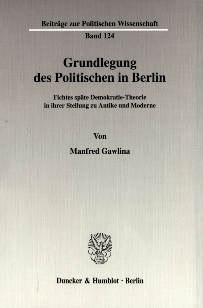 Grundlegung des Politischen in Berlin. main product photo