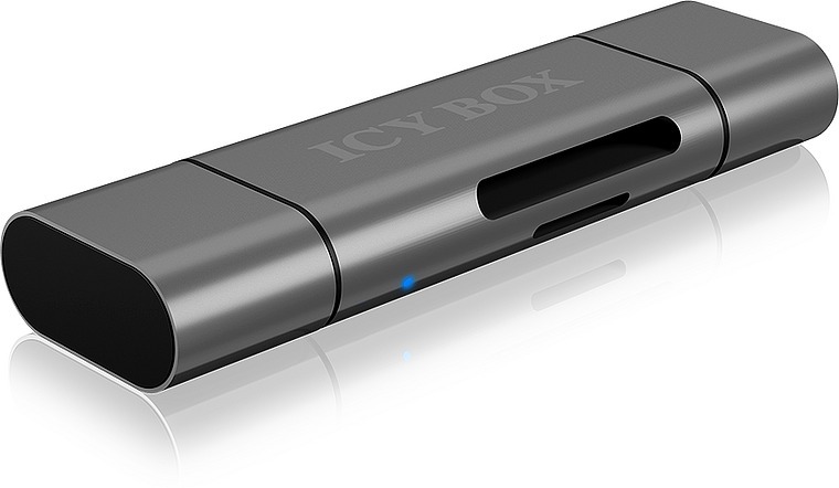 RAIDSONIC ICY BOX SD/MicroSD, USB 2.0 Card Reader mit USB-C & -A und OTG, anthrazit main product photo