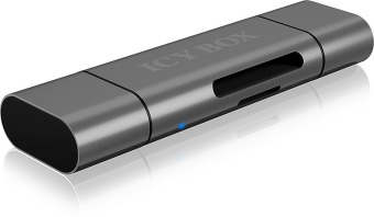 RAIDSONIC ICY BOX SD/MicroSD, USB 2.0 Card Reader mit USB-C & -A und OTG, anthrazit