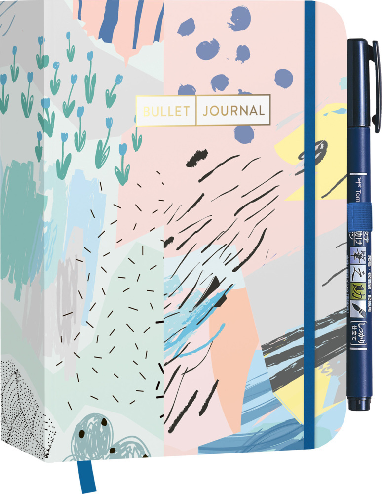 Pocket Bullet Journal "Abstract Art" mit Original Tombow Brush Pen Fudenosuke in schwarz main product photo
