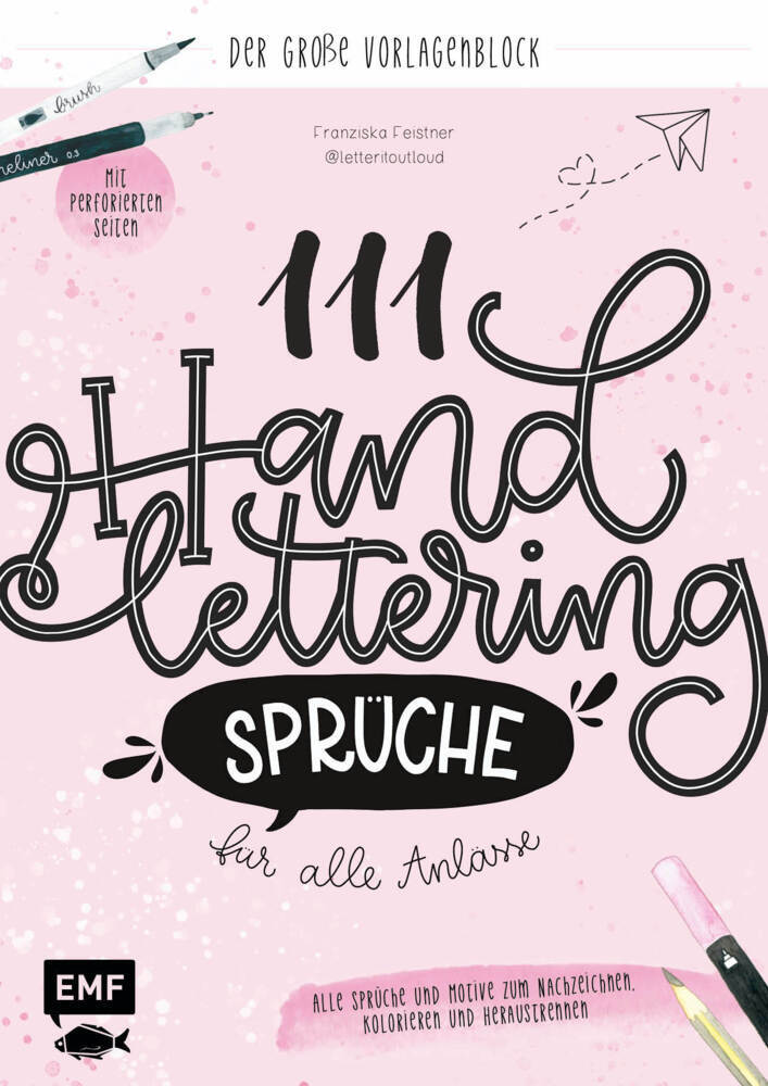 111 Handlettering-Sprüche für alle Anlässe - Der große Vorlagen-Block main product photo