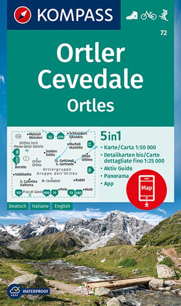 KOMPASS Wanderkarte 72 Ortler/Ortles, Cevedale 1:50.000 main product photo
