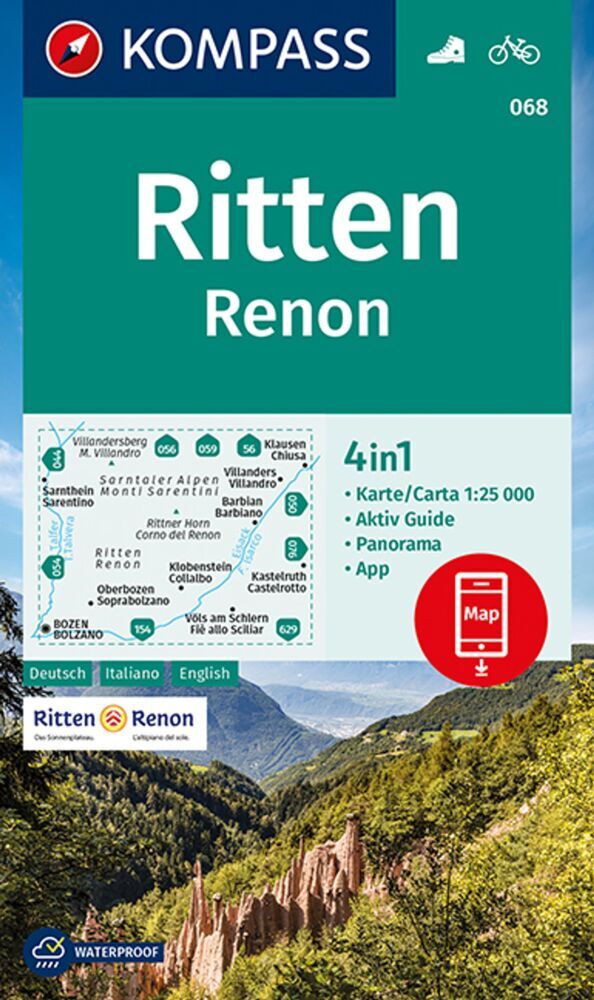 KOMPASS Wanderkarte 068 Ritten, Renon 1:25.000 main product photo