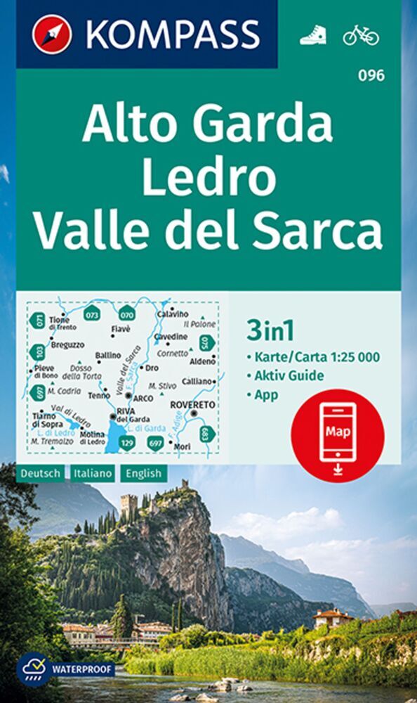 KOMPASS Wanderkarte 096 Alto Garda, Ledro, Valle del Sarca 1:25.000 main product photo