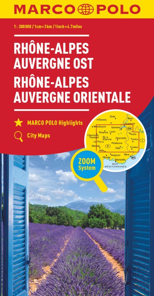 MARCO POLO Regionalkarte Rhône-Alpes, Auvergne Ost 1:300.000 main product photo