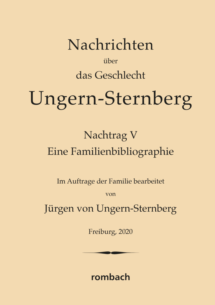 Nachrichten über das Geschlecht Ungern-Sternberg. Nachtrag V main product photo