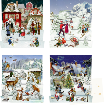 Mini-Adventskalender-Sortiment - Nostalgische Winterwelten
