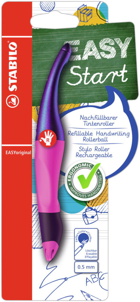 Ergonomischer Tintenroller für Rechtshänder - STABILO EASYoriginal Holograph Edition in magenta - Einzelstift - Schreibfarbe blau (löschbar) - inklusive Patrone main product photo