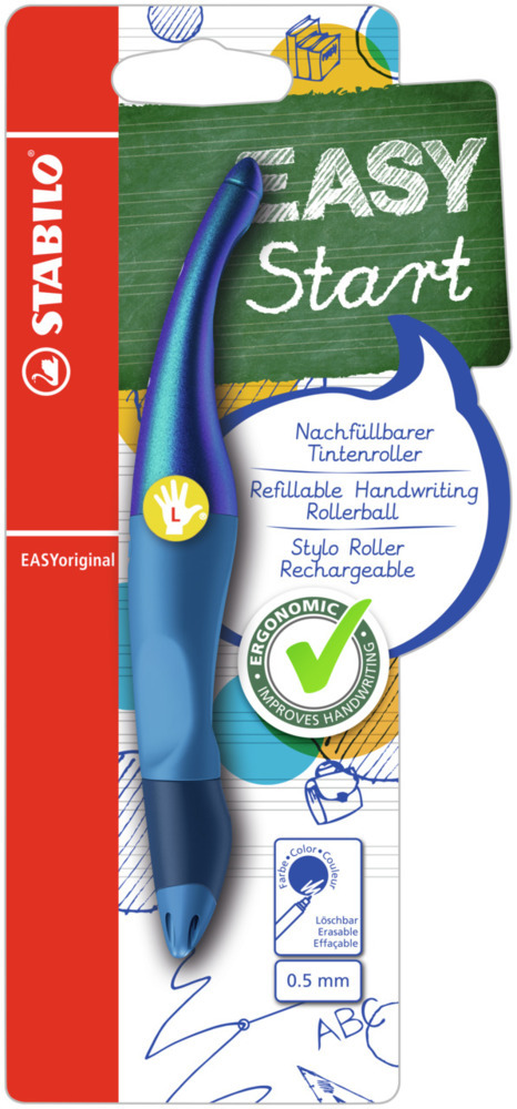 Ergonomischer Tintenroller für Linkshänder - STABILO EASYoriginal Holograph Edition in blau - Einzelstift - Schreibfarbe blau (löschbar) - inklusive Patrone main product photo